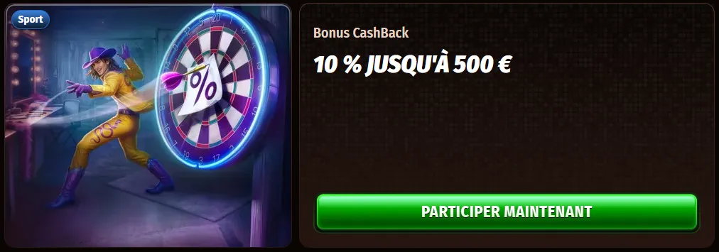 Bonus cashback quotidien sur les pertes au WestAce Casino
