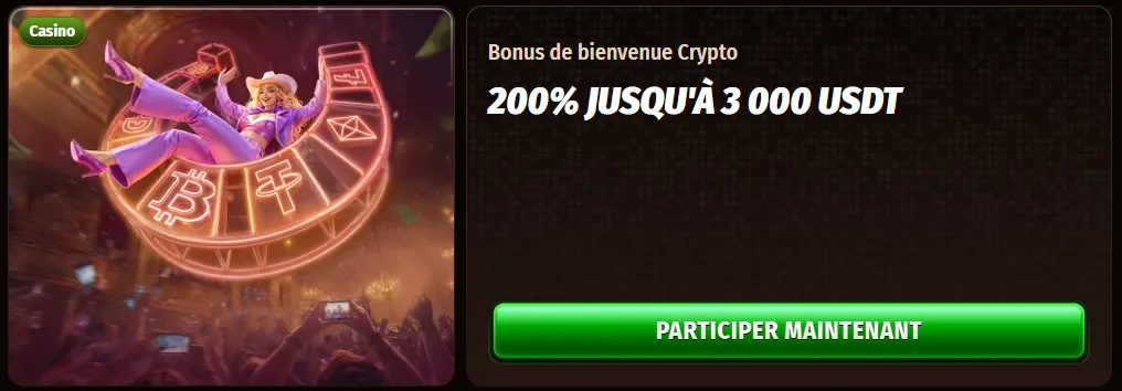 Offre de bonus de dépôt en crypto-monnaie sur WestAce Casino